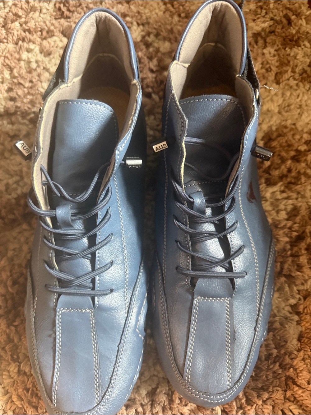 Men's Blue Leather Chukka Boots - Casual Lace-Up
